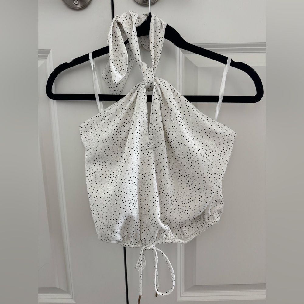 House of Harlow 1960 x Revolve white and black speckled halter top